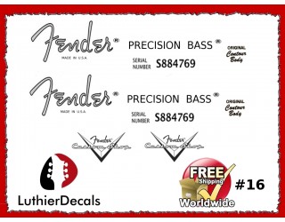 Fender Precision Bass Guitar Decal #16